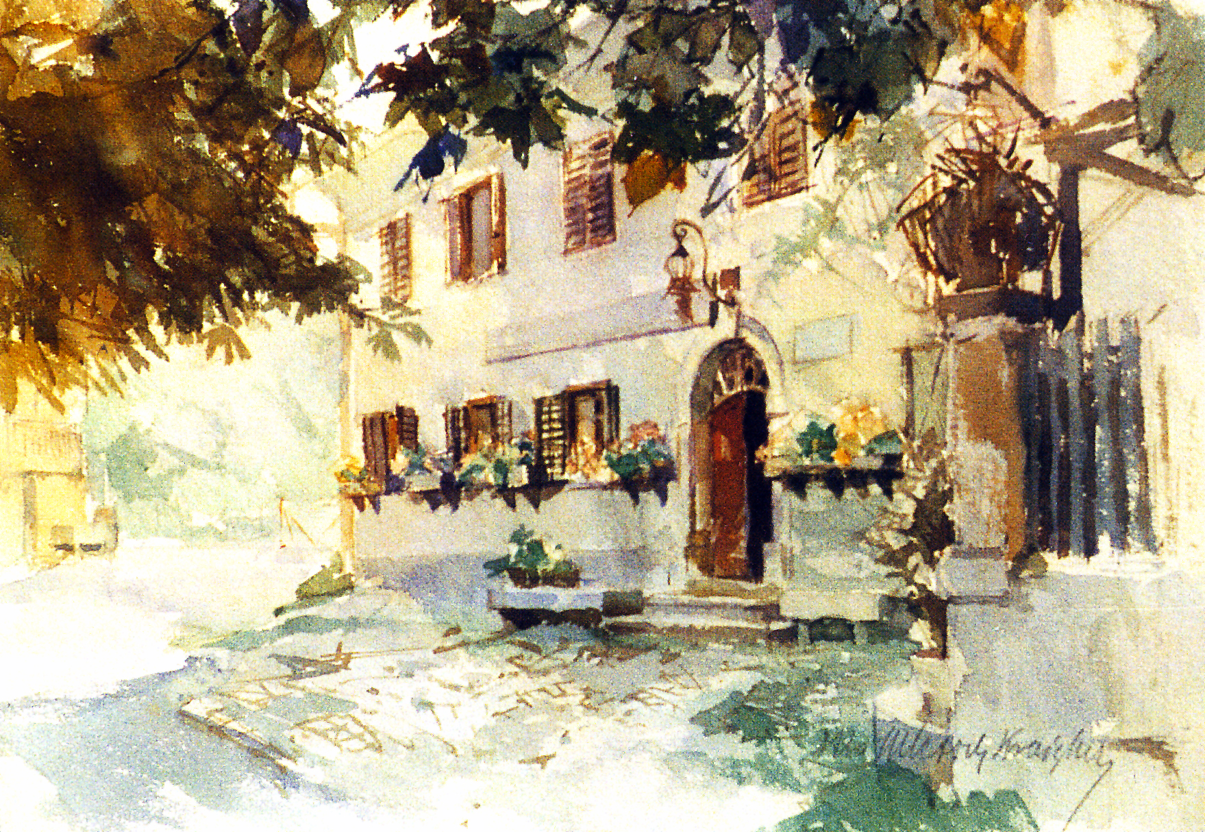 Aquarell von Otto Mlczoch-Kraigher - 1933 Kraigher Haus - Aquarell